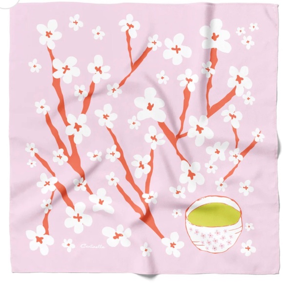 NWOT Centinelle 30% silk 70% cottonCherry Blossom Matcha cotton silk bandana - Picture 1 of 3